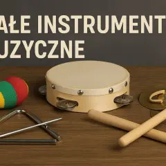 Kolorowa marakasa, trójkąt, bębenek i talerze – to proste instrumenty muzyczne, które zachęcają do tworzenia własnych melodii.