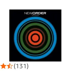 Okładka singla New Order "Blue Monday" z koncentrycznymi kręgami w kolorach niebieskim, zielonym i czerwonym.