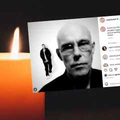 Płonąca świeca i zdjęcie zmarłego rapera, który był legendą polskiej sceny hip-hopowej.