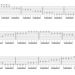 Tabulatura gitarowa z prostymi sekwencjami nut, idealna na najprostsza piosenka na gitarze.