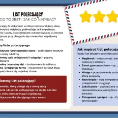 Ilustracja przedstawia fragment dokumentu z tytułem "List polecający" oraz ikonę trzech gwiazdek.
