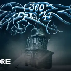 Postać na wieży pod lodowym napisem "360°". Logo "Going. MORE" i "magazyn".