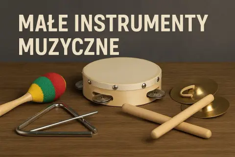 Kolorowa marakasa, trójkąt, bębenek i talerze – to proste instrumenty muzyczne, które zachęcają do tworzenia własnych melodii.