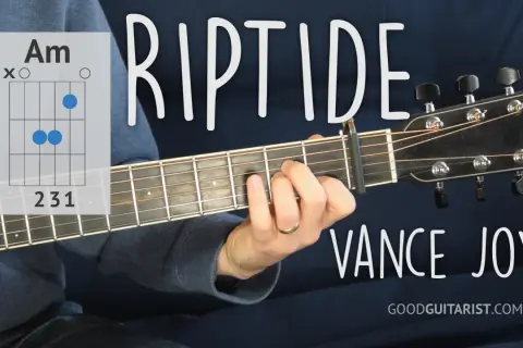 Chwyty ukulele do piosenki "Riptide" Vance Joy. Diagram akordu Am.