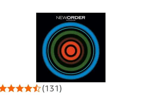 Okładka singla New Order "Blue Monday" z koncentrycznymi kręgami w kolorach niebieskim, zielonym i czerwonym.
