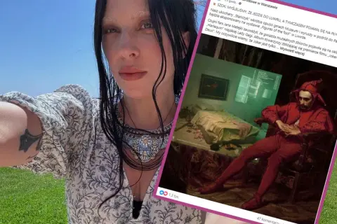 Lady Gaga na okładce płyty z motywem z obrazu "Stańczyk", nawiązującym do jej utworów.