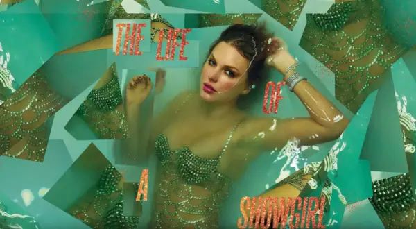 Taylor Swift w wannie, w błyszczącym stroju. Okładka sugeruje nowy album "The Life of a Showgirl".