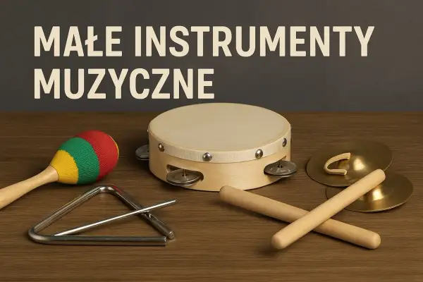 Kolorowa marakasa, trójkąt, bębenek i talerze – to proste instrumenty muzyczne, które zachęcają do tworzenia własnych melodii.